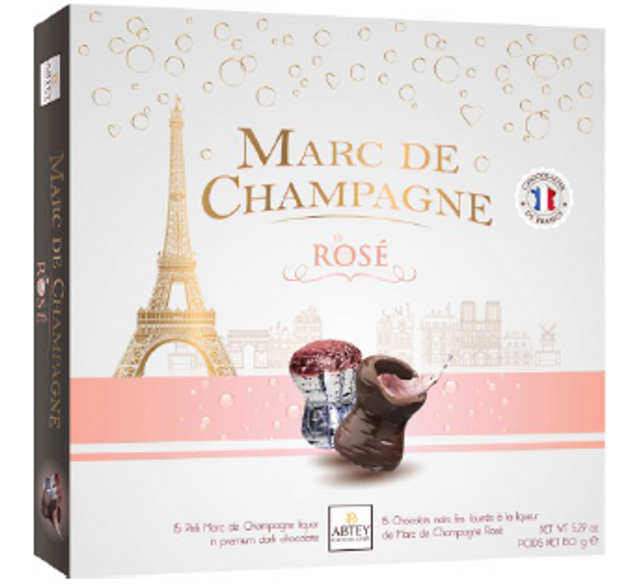 Abtey Cork-Shaped Dark Chocolates with Marc de Champagne Rosé 150g