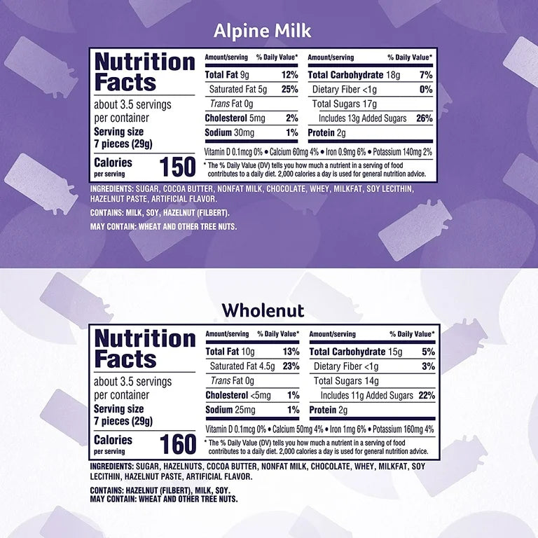 Milka European Chocolate Bars Variety Pack, Alpine Milk Chocolate & Wholenut Hazelnut Chocolate, 3.52 oz - 10 Bars