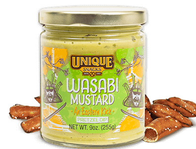 Unique Snacks Mustard Variety Pack - Includes German, Honey, Jalapeno, and Wasabi Mustard Dips and Spreads, Non-GMO