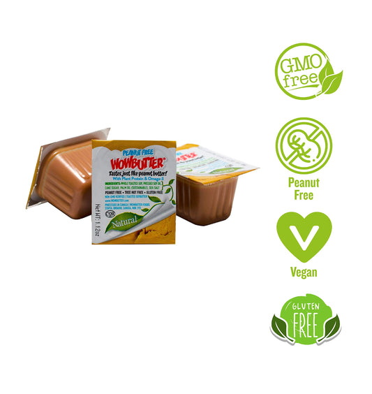WOWBUTTER - Creamy Soy Spread - Peanut Free, Tree Nut Free - Vegan Plant Protein - Gluten Free - Non-GMO - 1.12 oz - Pack of 100