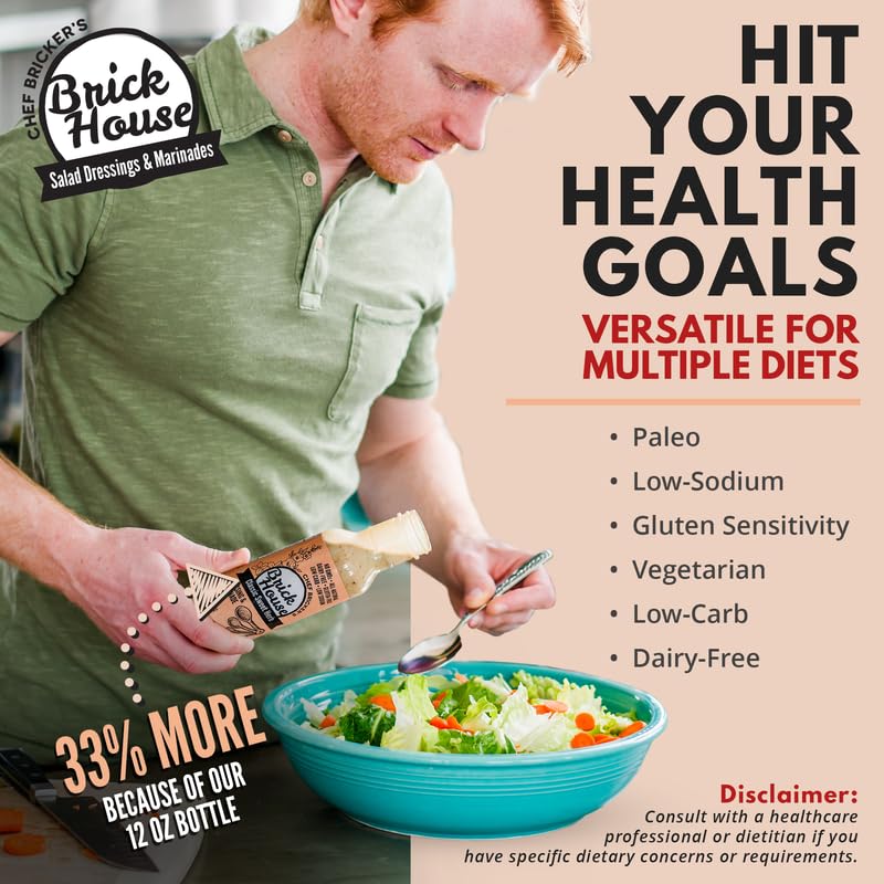 Classic Sweet Herb Vinaigrette Dressing, Paleo Healthy Keto Salad Dressing, Non-GMO, Low Sodium by Brick House - Pack of 2