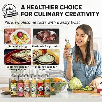 Low Sodium Salad Dressing Variety - Vegan Salad Dressing Option, Balsamic Vinaigrette Dressing, Avocado Ranch Dressing by Brick House - Pack of 6