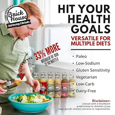 Low Sodium Salad Dressing Variety - Vegan Salad Dressing Option, Balsamic Vinaigrette Dressing, Avocado Ranch Dressing by Brick House - Pack of 6