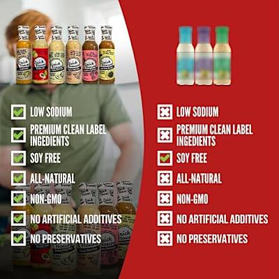 Low Sodium Salad Dressing Variety - Vegan Salad Dressing Option, Balsamic Vinaigrette Dressing, Avocado Ranch Dressing by Brick House - Pack of 6