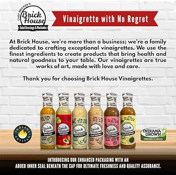Low Sodium Salad Dressing Variety - Vegan Salad Dressing Option, Balsamic Vinaigrette Dressing, Avocado Ranch Dressing by Brick House - Pack of 6