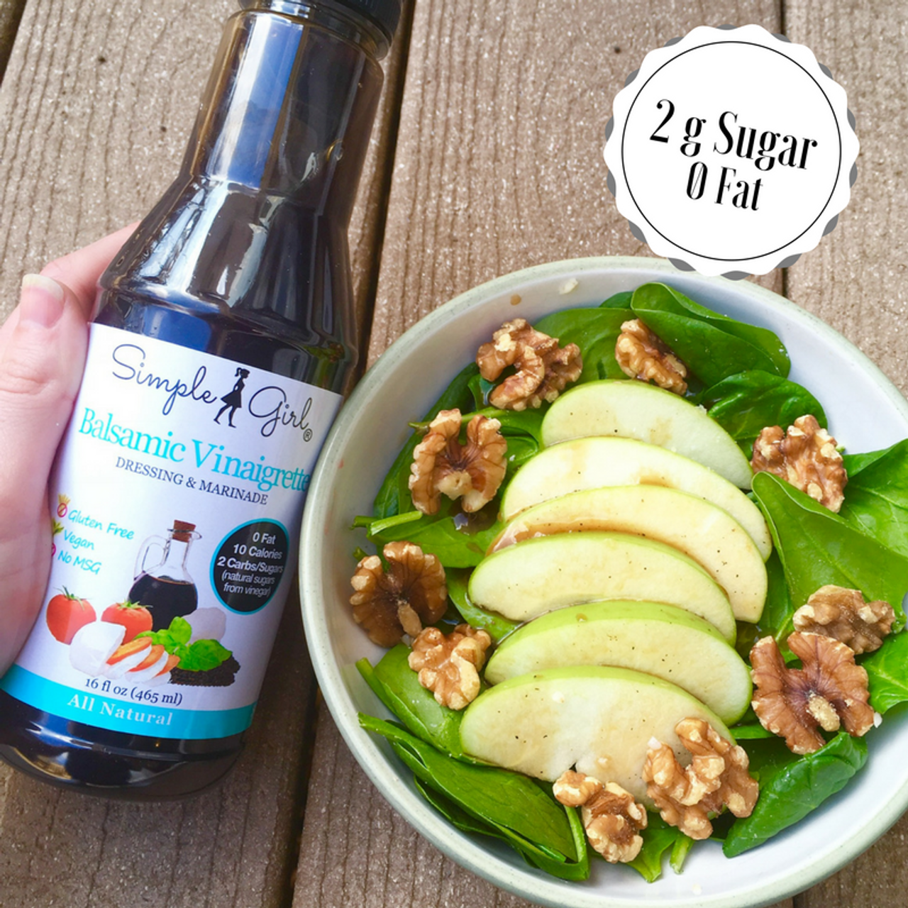 Simple Girl Organic Balsamic Vinaigrette Sugar Free Salad Dressing - 12 oz - Certified Organic - Kosher - Gluten Free - Vegan - Carb Free - Fat Free - Low Calorie Diet Friendly - Pack of 2