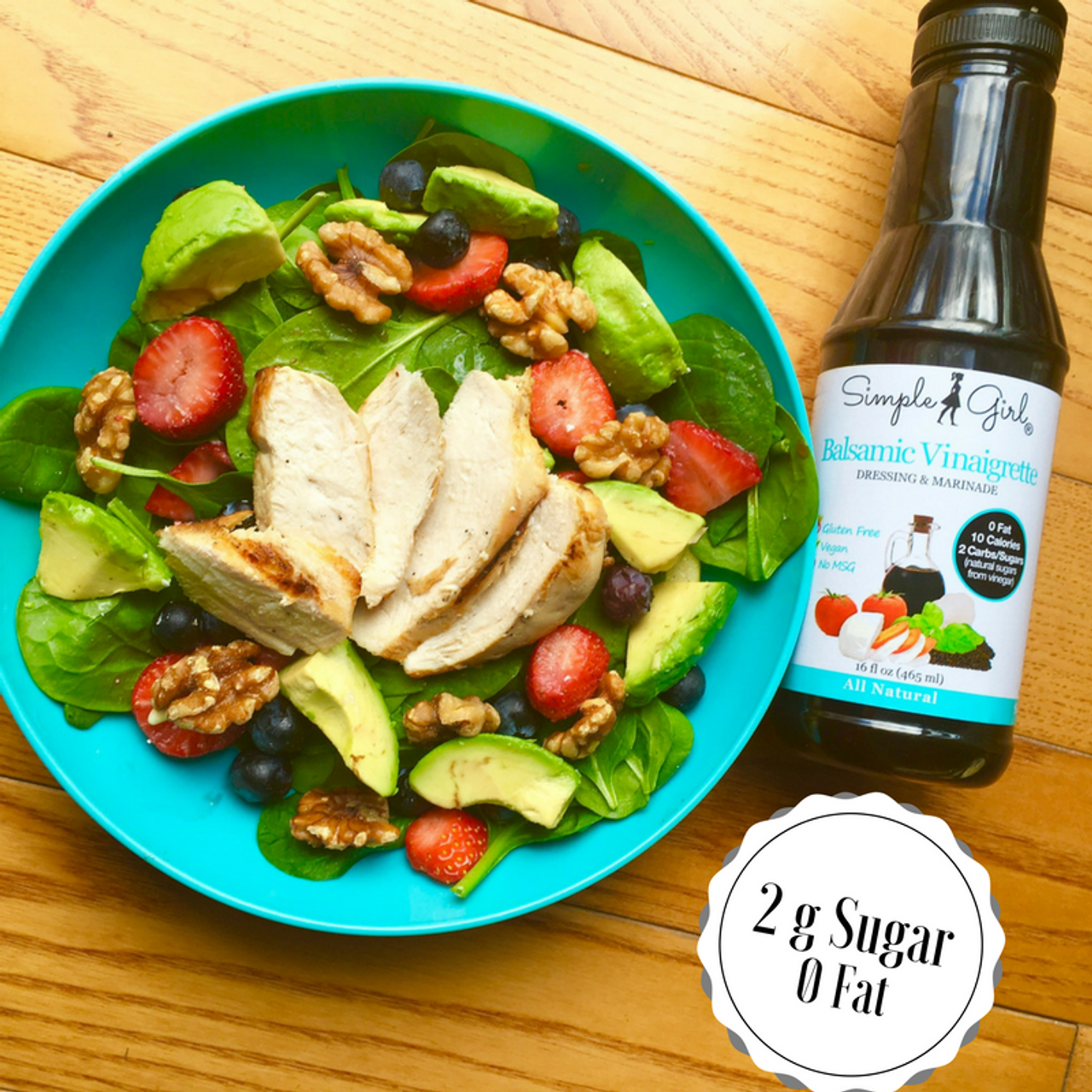 Simple Girl Organic Balsamic Vinaigrette Sugar Free Salad Dressing - 12 oz - Certified Organic - Kosher - Gluten Free - Vegan - Carb Free - Fat Free - Low Calorie Diet Friendly - Pack of 2