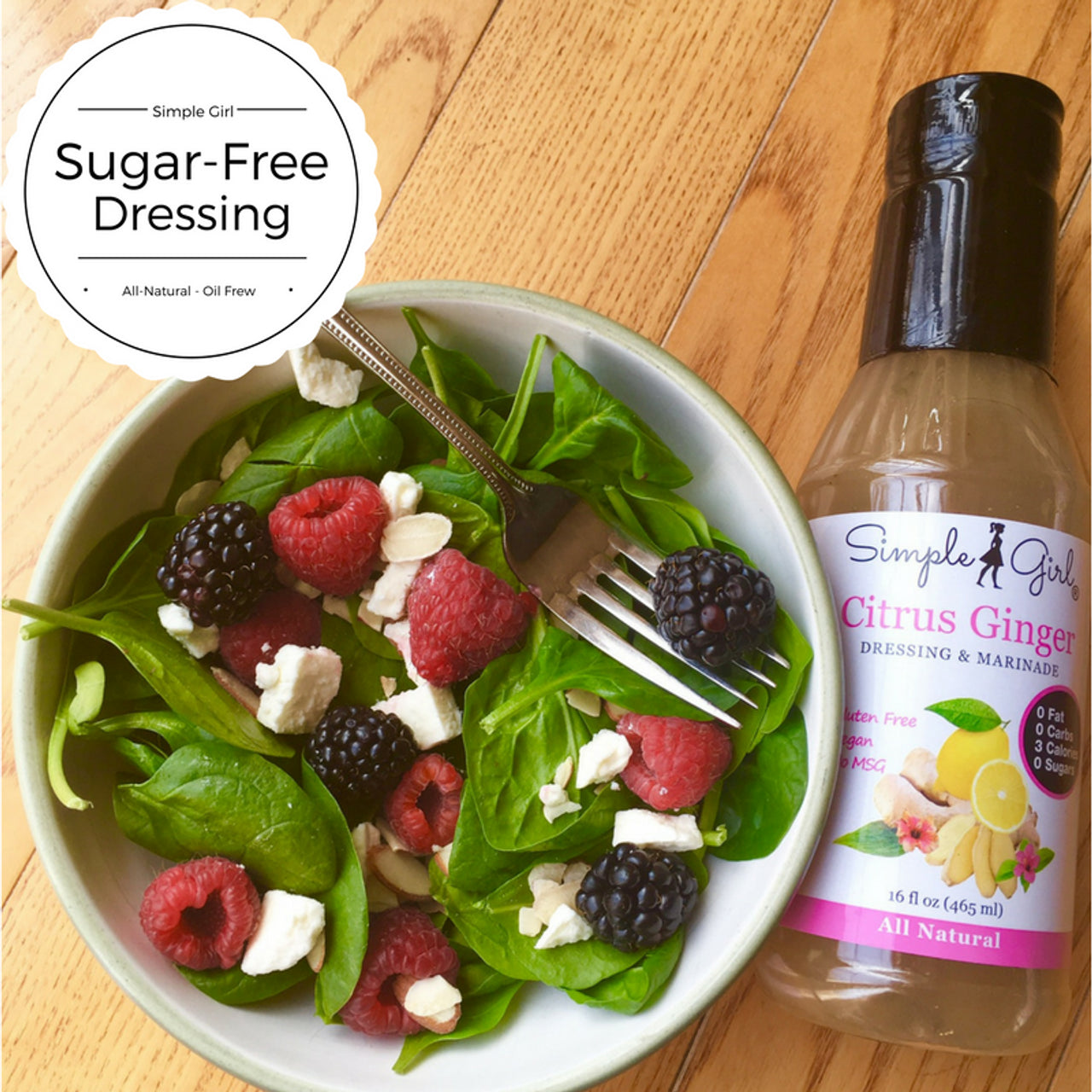 Simple Girl Organic Salad Dressing Variety - Sweet Vinaigrette, Balsamic Vinaigrette, Sweet Mustard and Citrus Ginger - Sugar Free Dressings - Pack of 4