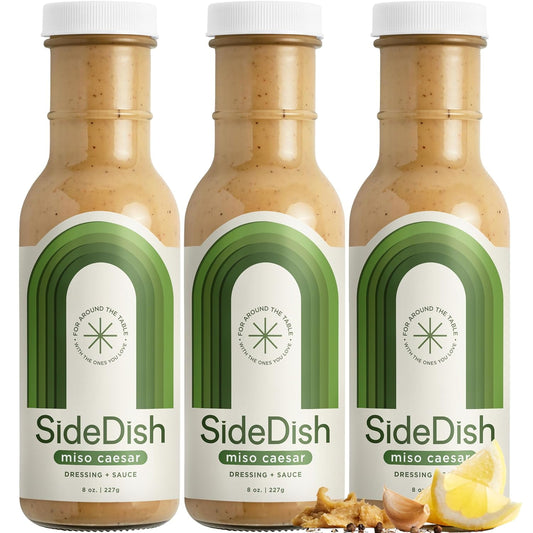 SideDish, Refined Sugar Free Salad Dressing, Seed Oil Free - Miso Caesar Salad Dressing - Pack of 3