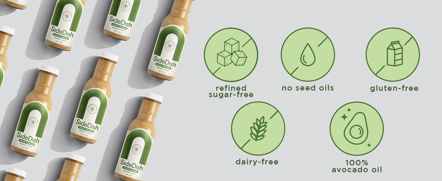 SideDish, Refined Sugar Free Salad Dressing, Seed Oil Free - Miso Caesar Salad Dressing - Pack of 3