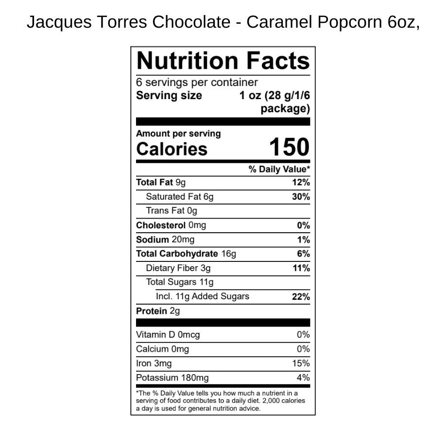 Jacques Torres Chocolate Gourmet Caramel Popcorn, 6 oz Bag