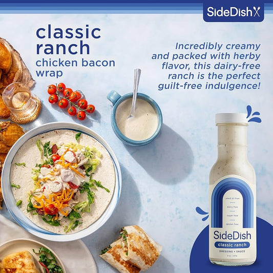 SideDish, Refined Sugar Free Salad Dressing, Seed Oil Free - Classic Ranch Salad Dressing - Pack of 3