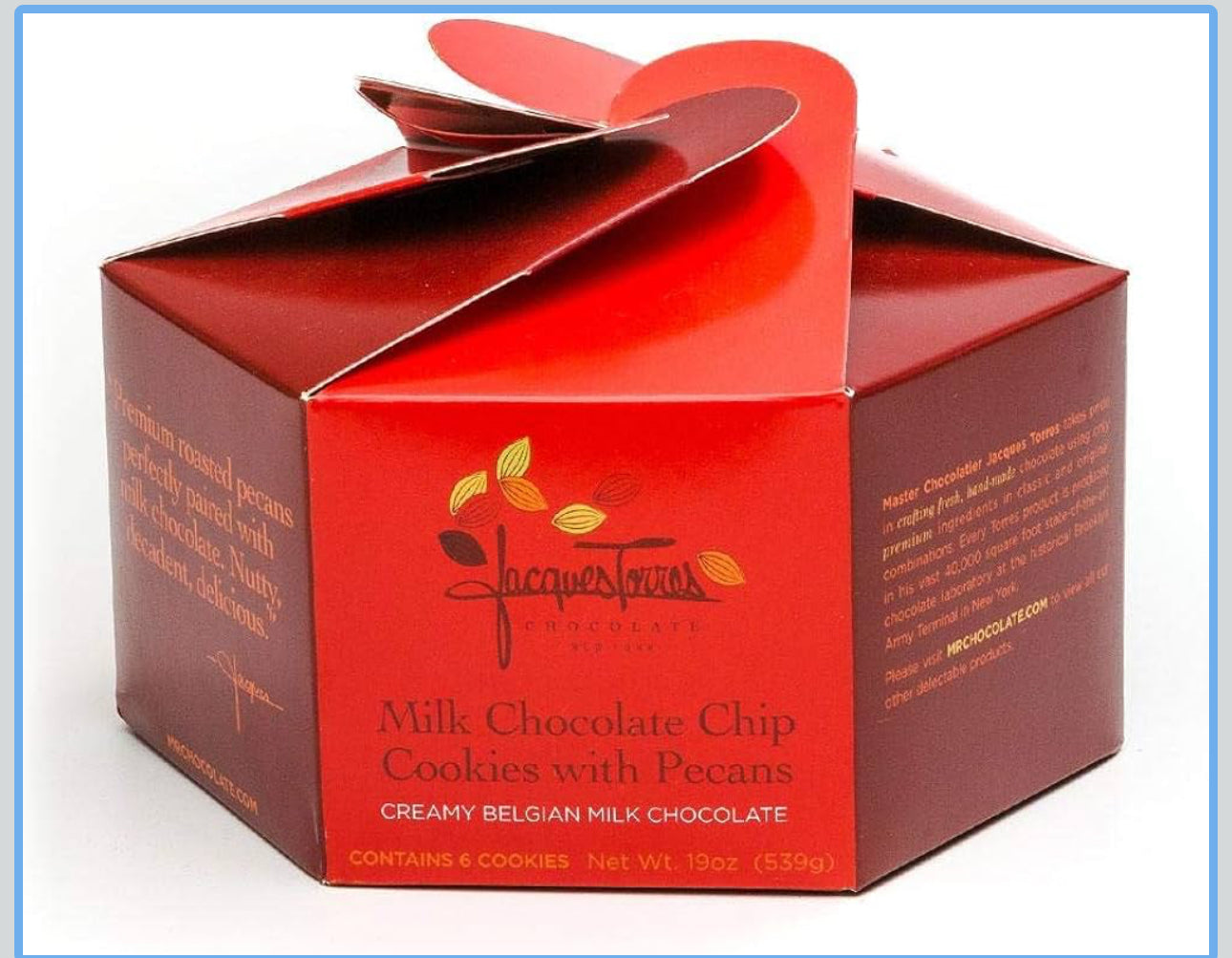 Jacque Torres Gourmet Milk Chocolate Chip Cookies with Pecans, includes 6