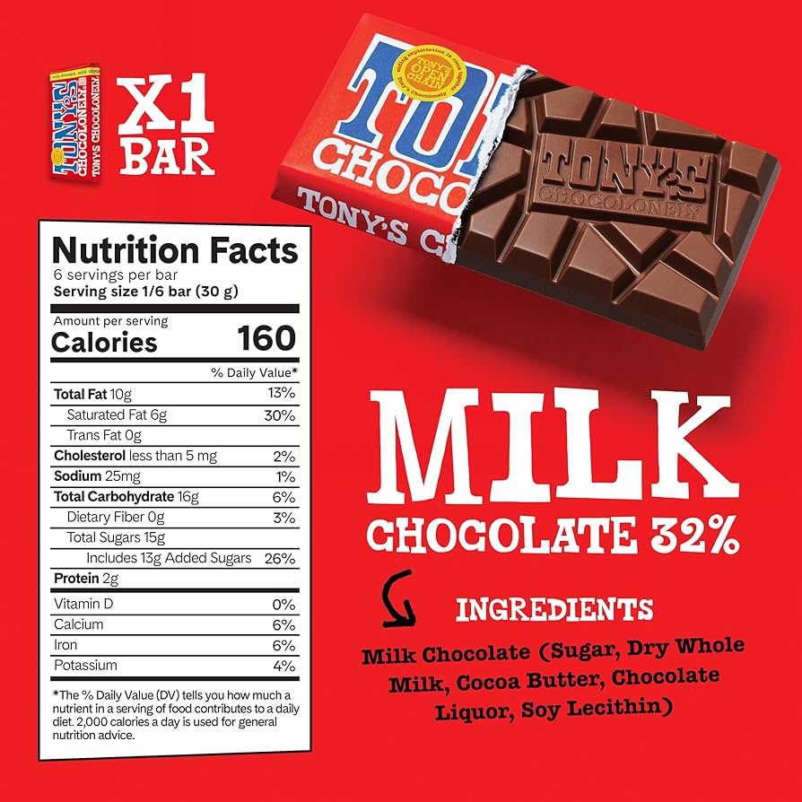 Tony’s Chocolonely Super Duper Milk Chocolate Halloween Candy Bar Bundle, Milk & White Chocolate With Sea Salt, Caramel, Pretzel Toffee, Almond, Hazelnut, Quality Fairtrade Cocoa, 6 Bars