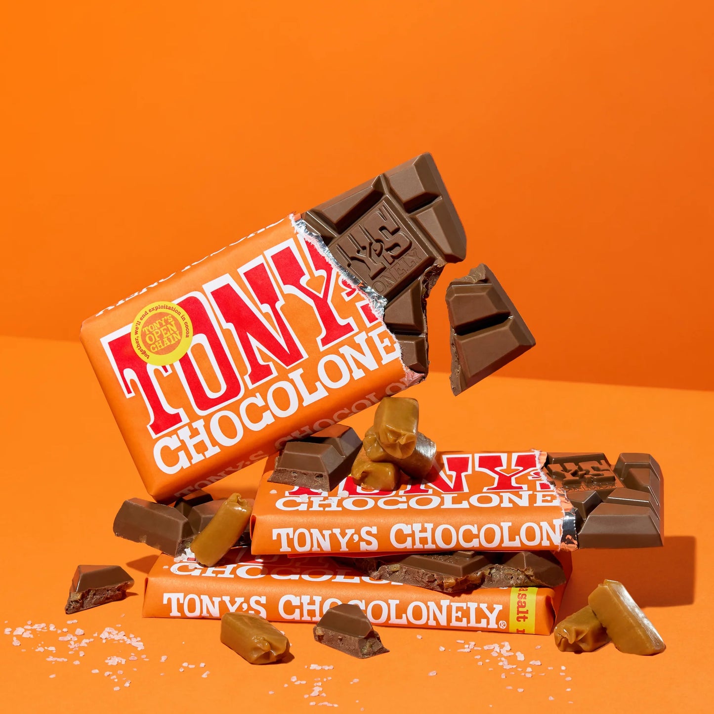 Tony’s Chocolonely Super Duper Milk Chocolate Halloween Candy Bar Bundle, Milk & White Chocolate With Sea Salt, Caramel, Pretzel Toffee, Almond, Hazelnut, Quality Fairtrade Cocoa, 6 Bars