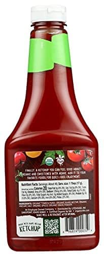 Organicville Organic Ketchup - Tomato Ketchup, Gluten Free, Non-GMO, Vegan, USDA Organic, Made with Agave Nectar, Plant-Based Ketchup, Squeeze Bottle - Pack of 4