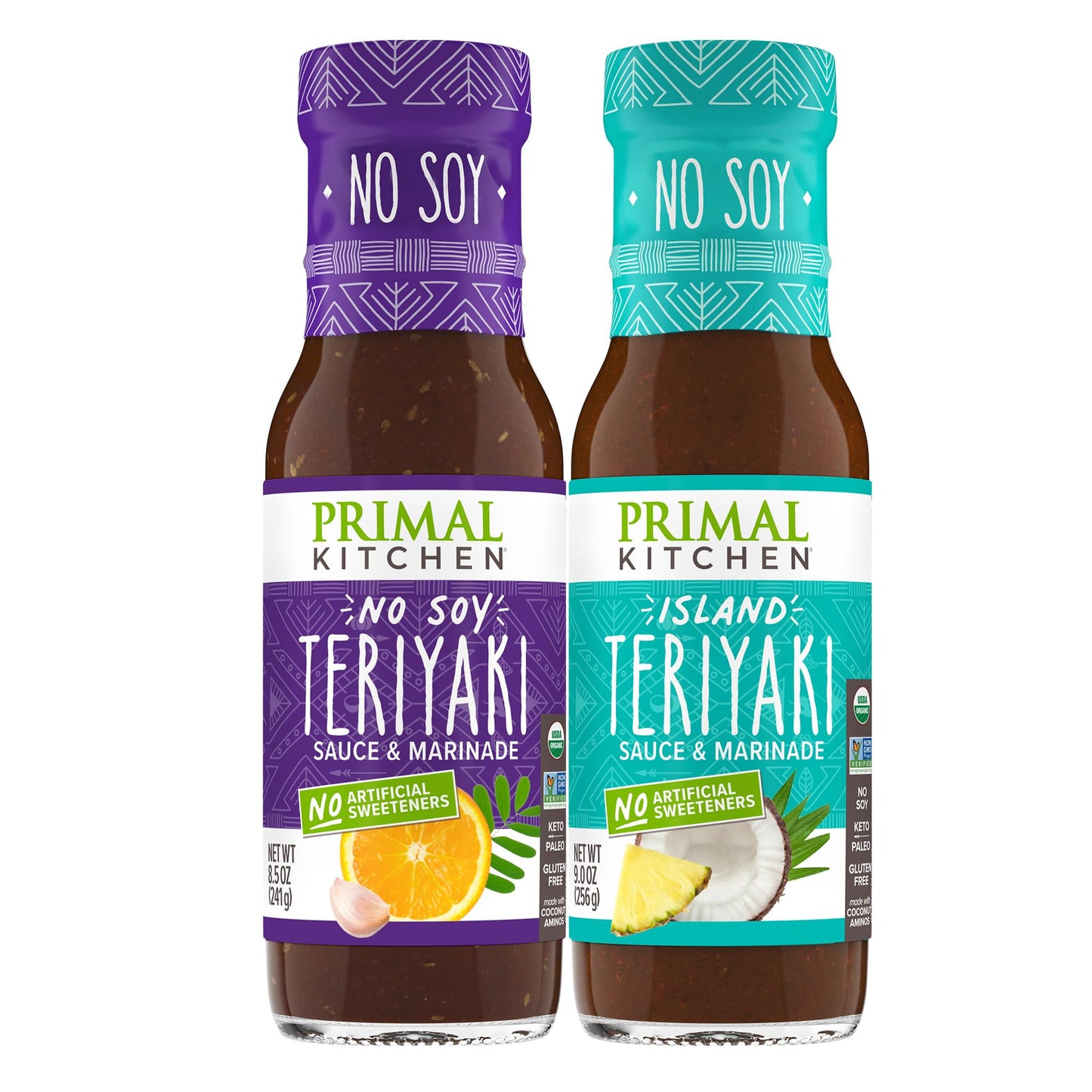 Primal Kitchen No Soy Teriyaki Sauce Variety -  Includes 1 Island Teriyaki & 1 Original Teriyaki
