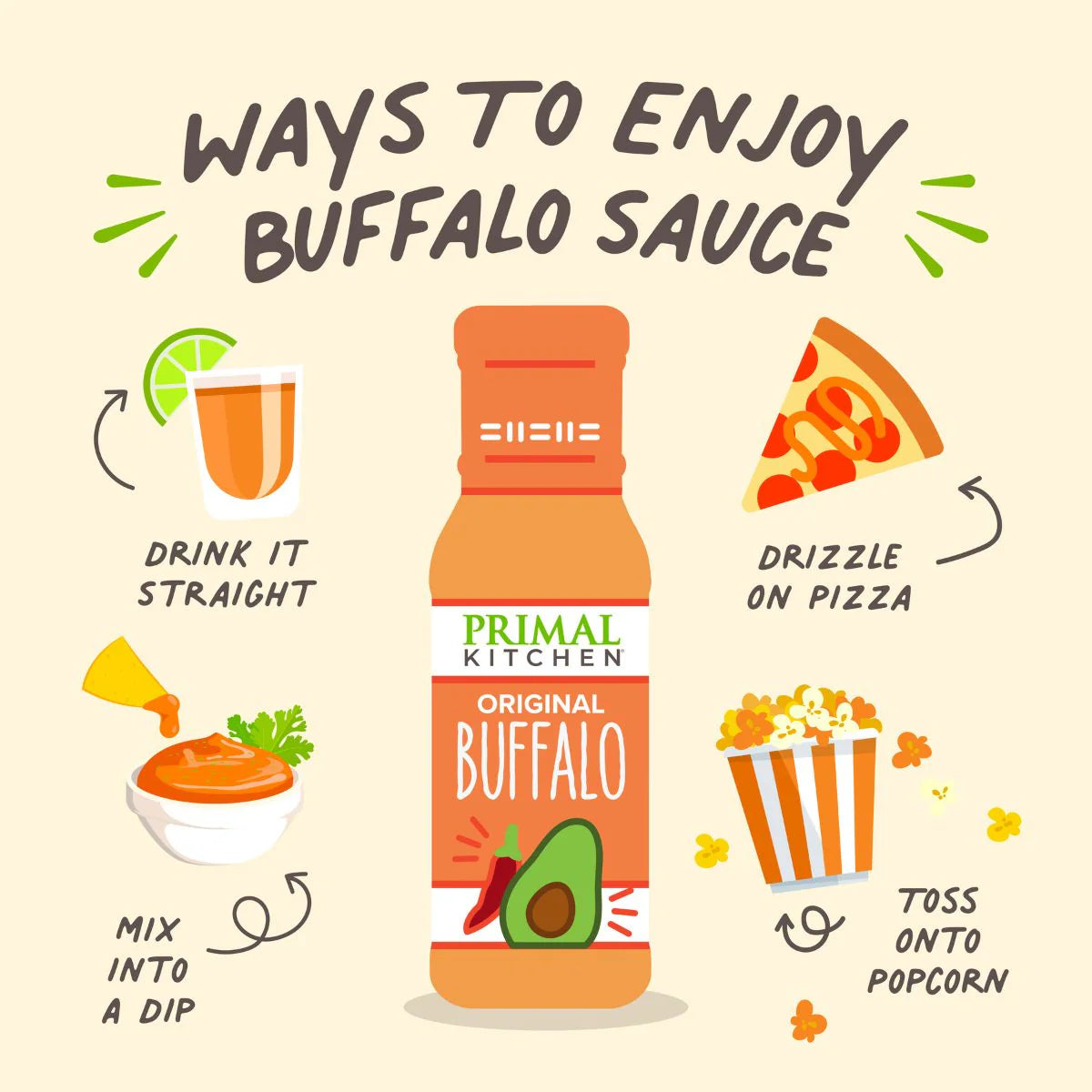 Primal Kitchen No-Dairy Buffalo Sauce Variety Pack - includes 3