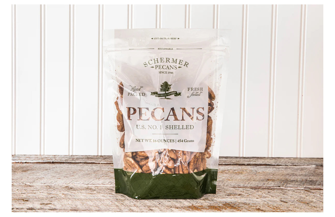 Bakers Box Collection, Fancy Pecan Halves and Small Pecan Pieces 10 oz each -Schermer Pecans