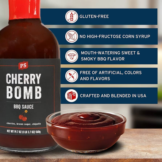 PS Seasoning Cherry Bomb - Door County Cherry BBQ Sauce - Gluten Free - All-Purpose Marinade, Glaze, Baste, and Dip