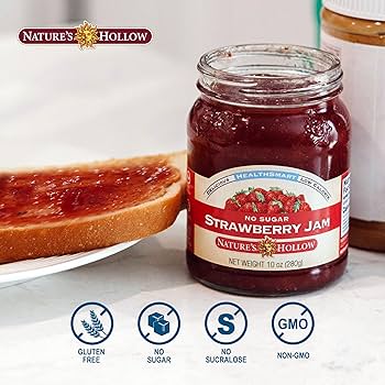 Nature's Hollow Strawberry Jam: Sugar Free Jam and Preserves, Low Cal, Non GMO, Keto Jam, Vegan, Gluten Free, and Diabetic Friendly - Sugar Free Jelly - Pack of 3