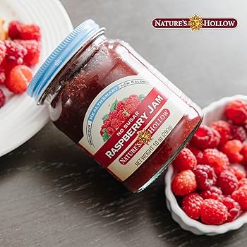 Nature's Hollow Raspberry Jam: Sugar Free Jam and Preserves, Low Cal, Non GMO, Keto Jam, Vegan, Gluten Free, and Diabetic Friendly - Sugar Free Jelly - Pack of 3
