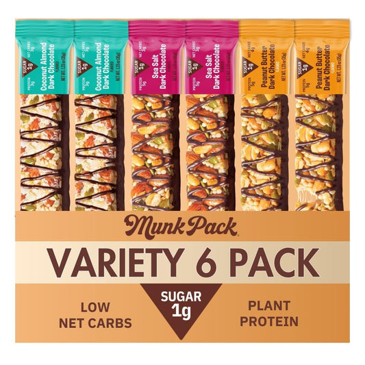 Munk Pack Keto Nut & Seed Bar Variety Pack - Gluten Free - 6 Bars