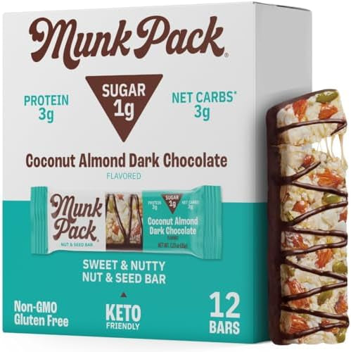 Coconut Almond Dark Chocolate Keto Nut & Seed Bar, 12-Pack GF