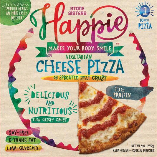 Happie Vegetarian Cheese Pizza with Organic Sprouted Spelt Crust - Case of 6