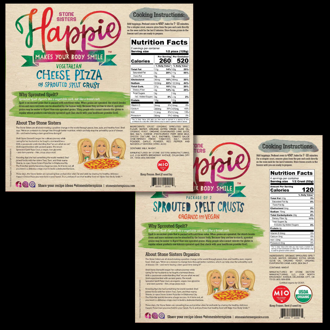 Happie Combo Case - Cheese Pizzas & Organic Sprouted Spelt Crusts