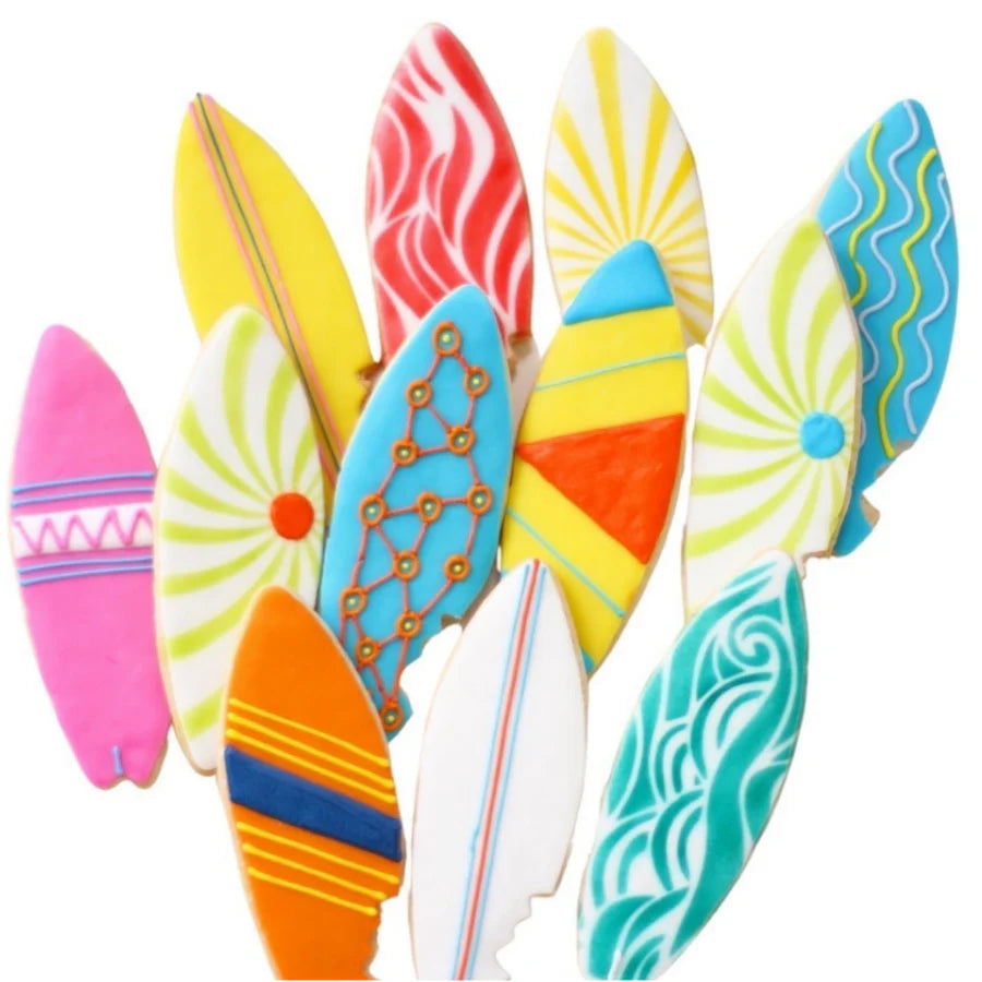 Surfboard Sugar Cookies - 1 Dozen - Designs Vary