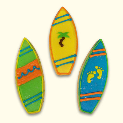 Surfboard Sugar Cookies - 1 Dozen - Designs Vary