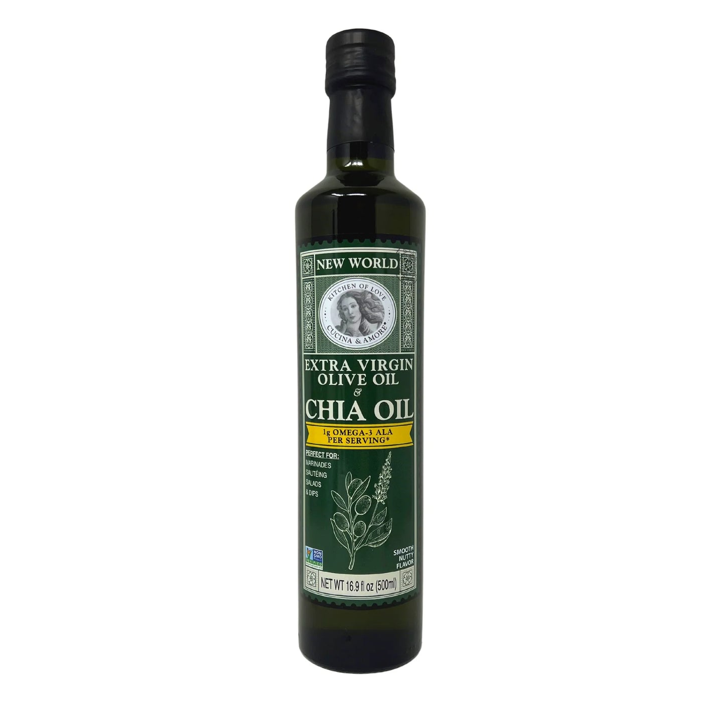 Cucina & Amore Chia Oil and Chilean Extra Virgin Olive Oil Blend - Gluten Free, Non-GMO -16.9 oz