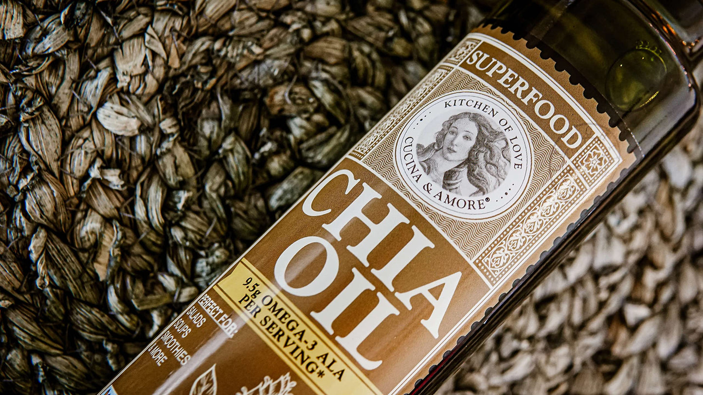Cucina & Amore Chia Oil and Chilean Extra Virgin Olive Oil Blend - Gluten Free, Non-GMO -16.9 oz