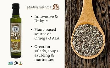 Cucina & Amore Chia Oil and Chilean Extra Virgin Olive Oil Blend - Gluten Free, Non-GMO -16.9 oz