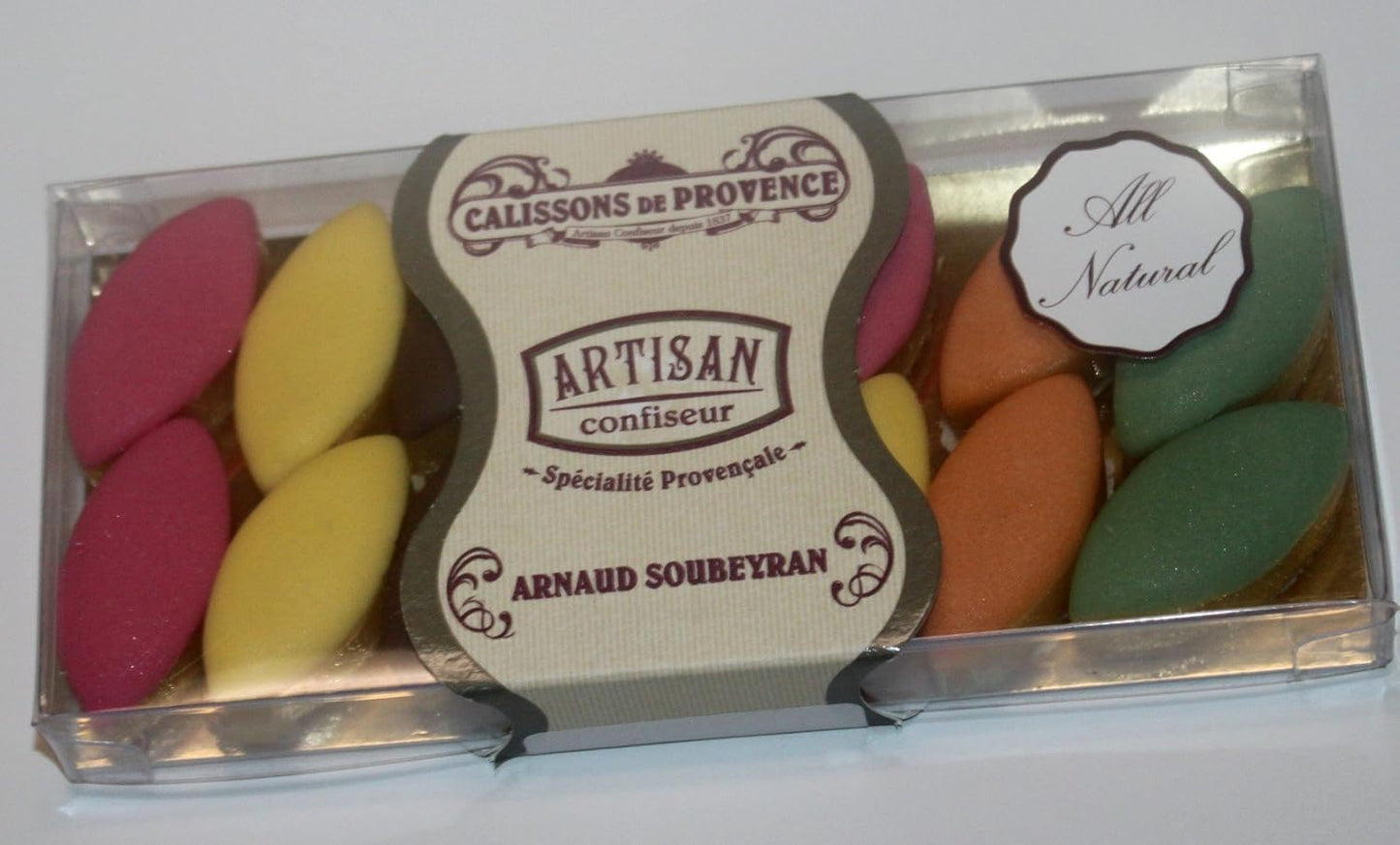 Calissons de Provence Assorted Fruit Flavored Candy, Gift Box - All Natural imported from Arnaud Soubeyran France - 14 Pieces