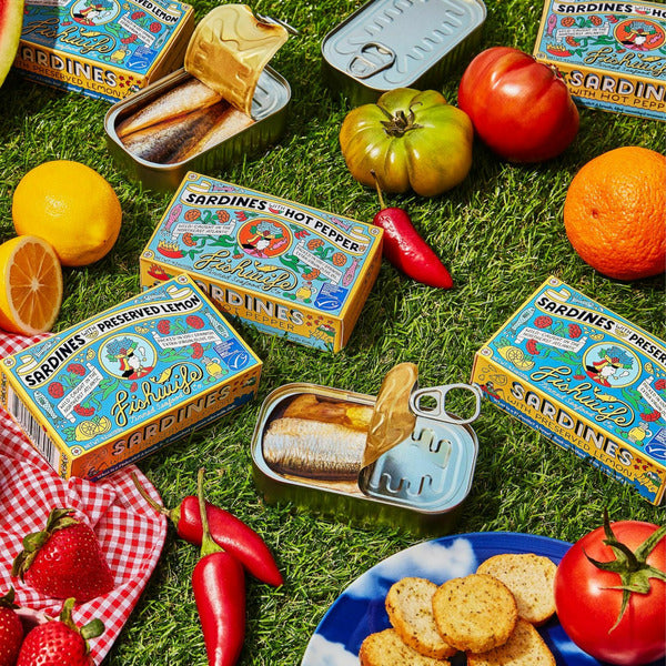 Fishwife Sardines with Lemon & Sardines with Hot Pepper) | Wild-Caught & Hand-Packed with Spanish Extra Virgin Olive Oil | MSC-Certified Sustainable Seafood, High Protein, Gluten Free, Paleo Friendly, Keto Friendly, Omega-3s - Pack of 4