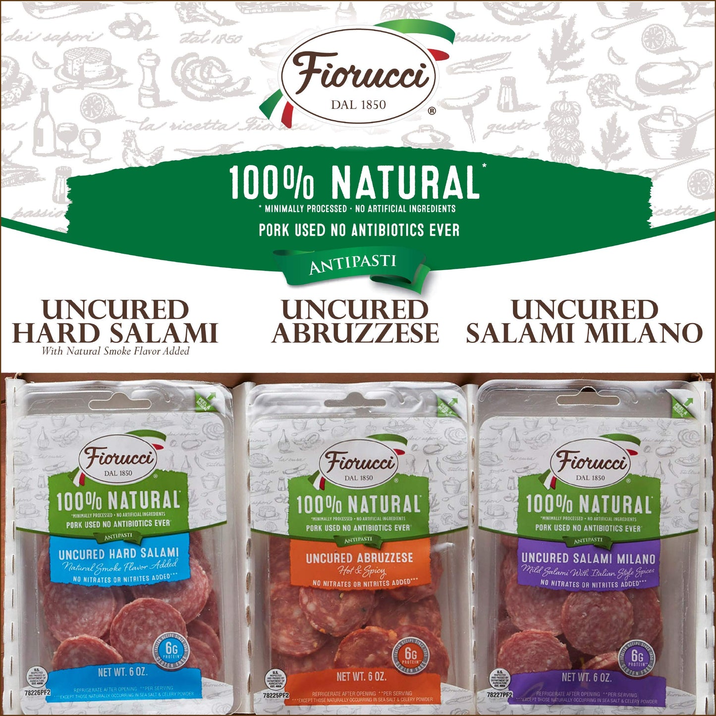 Fiorucci Italian Sampler Pack - All Natural Charcuterie Sampler - 18 oz