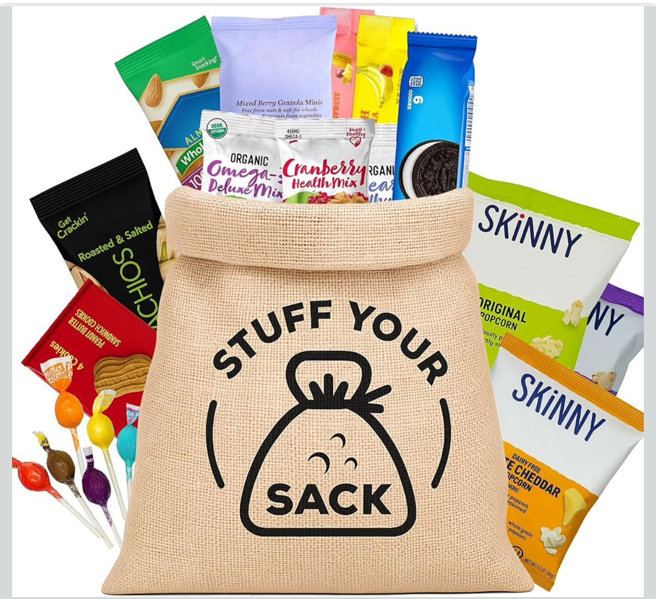 Vegan & Gluten Free Snack Variety Pack – Stuff Your Sack, Care Package with 40 Count Dairy‑Free, Non‑GMO Treats – Chips, Fruit Snacks & Bars for Adults and Kids