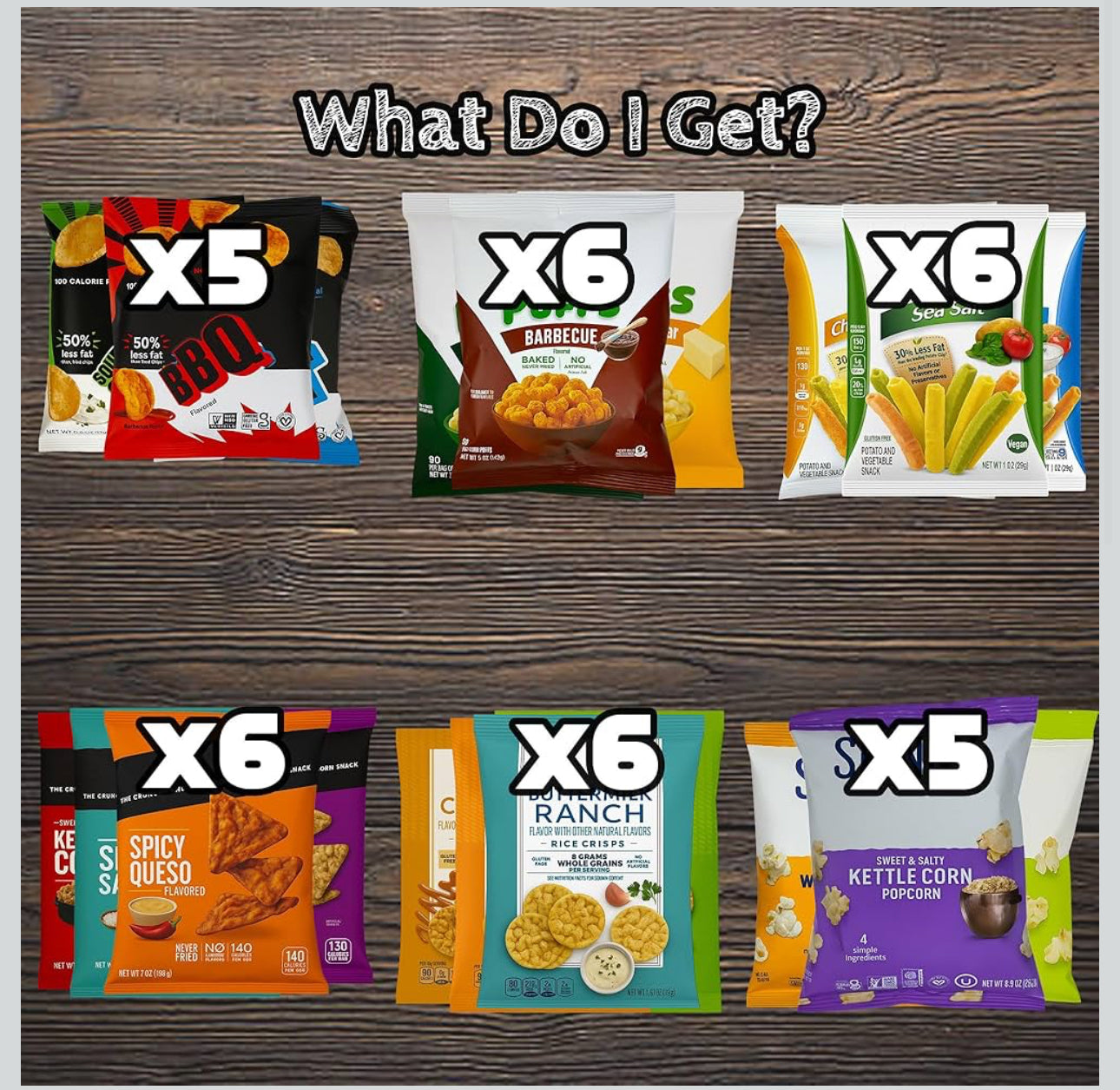 Healthy Snacks Variety Pack for Adults – Stuff Your Sack, Snack Box with Chips, Popcorn, Crisps and More – Low Calorie, Whole Grain - includes 35