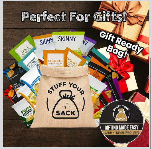 Healthy Snacks Variety Pack for Adults – Stuff Your Sack, Snack Box with Chips, Popcorn, Crisps and More – Low Calorie, Whole Grain - includes 35