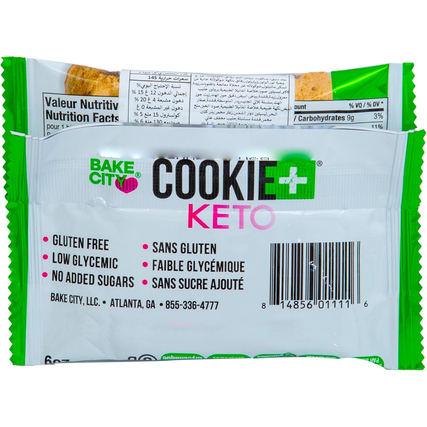 Bake City Cookie Plus Keto | Chocolate Chip Cookies - Gluten Free, Non-GMO, 0g Sugar, Only 1.5g Net Carbs, Good Fats, 5g Protein, Kosher, No Artificial Flavors - Pack of 12