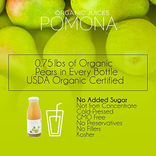 Pomona Organic Pear Juice, Cold Pressed USDA Organic, Vegan - Pack of 12