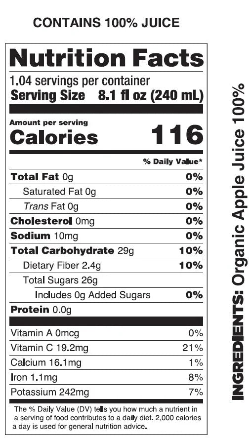 Pomona Organic Apple Juice, Cold Pressed USDA Organic, Vegan - Pack of 12