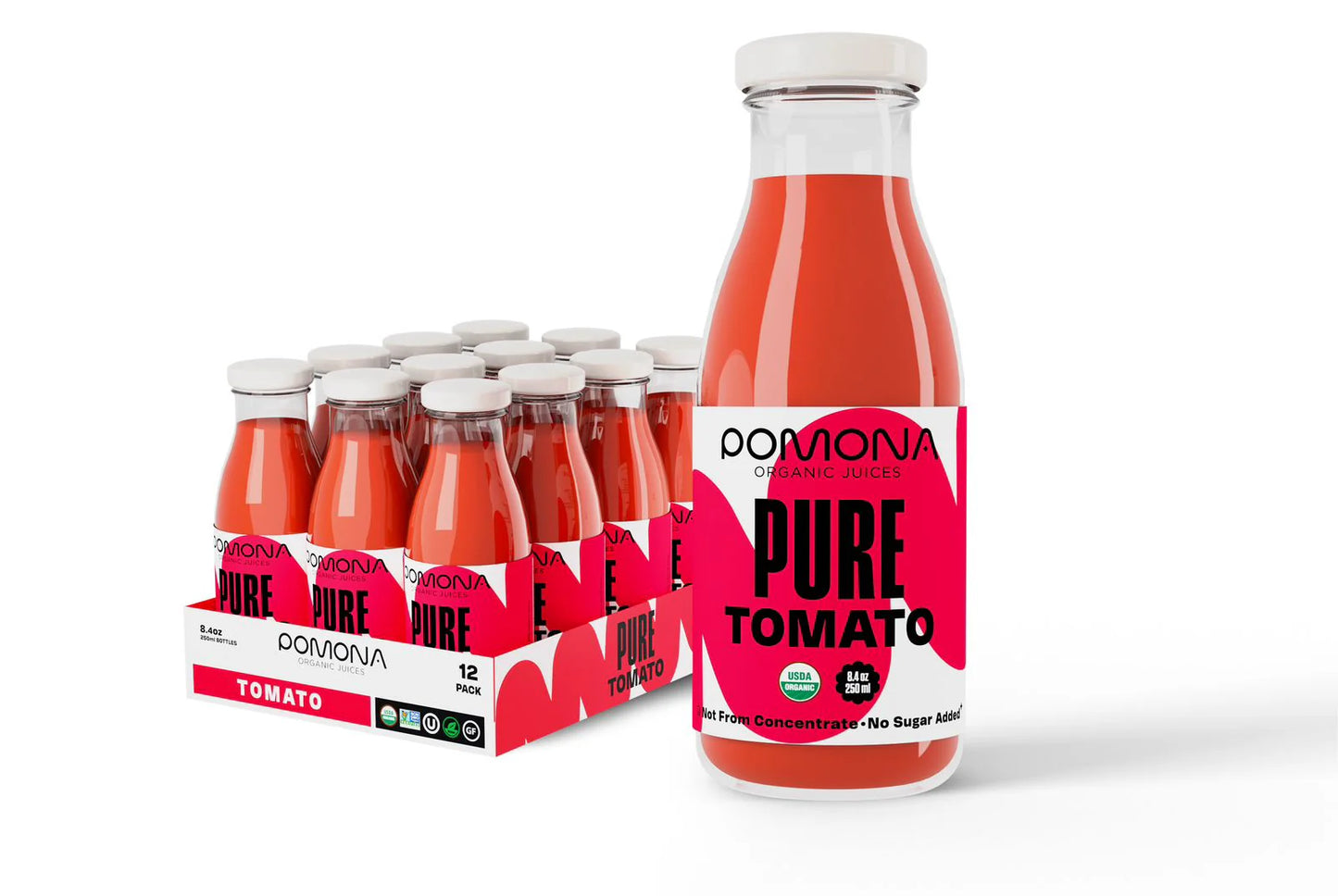 Pomona Organic Pure Tomato Juice – 8.4 oz, Pack of 12