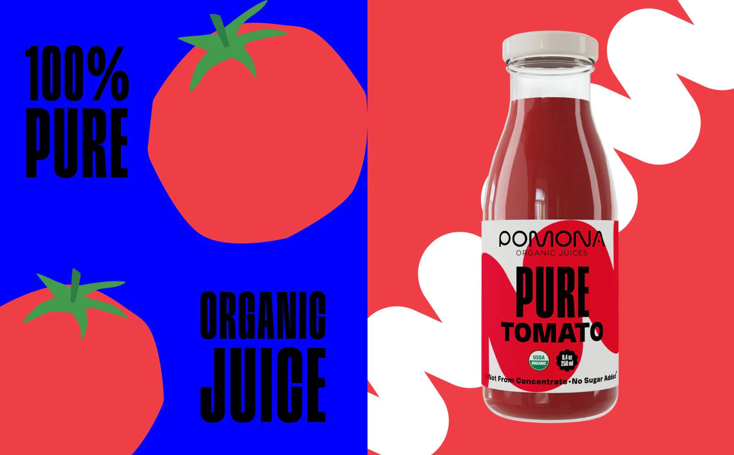 Pomona Organic Pure Tomato Juice – 8.4 oz, Pack of 12