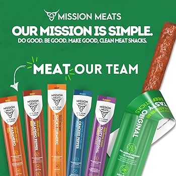 Mission Meats Turkey Sticks – 100% Free Range, Sugar & Gluten Free, Original 1oz - Pack of 72