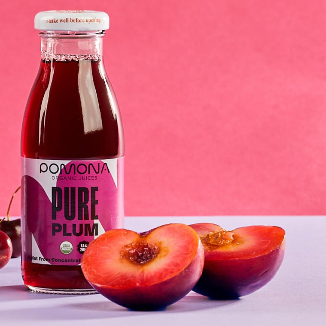 Pomona Organic Pure Plum Juice, Cold Pressed USDA Organic, Vegan - Pack of 12