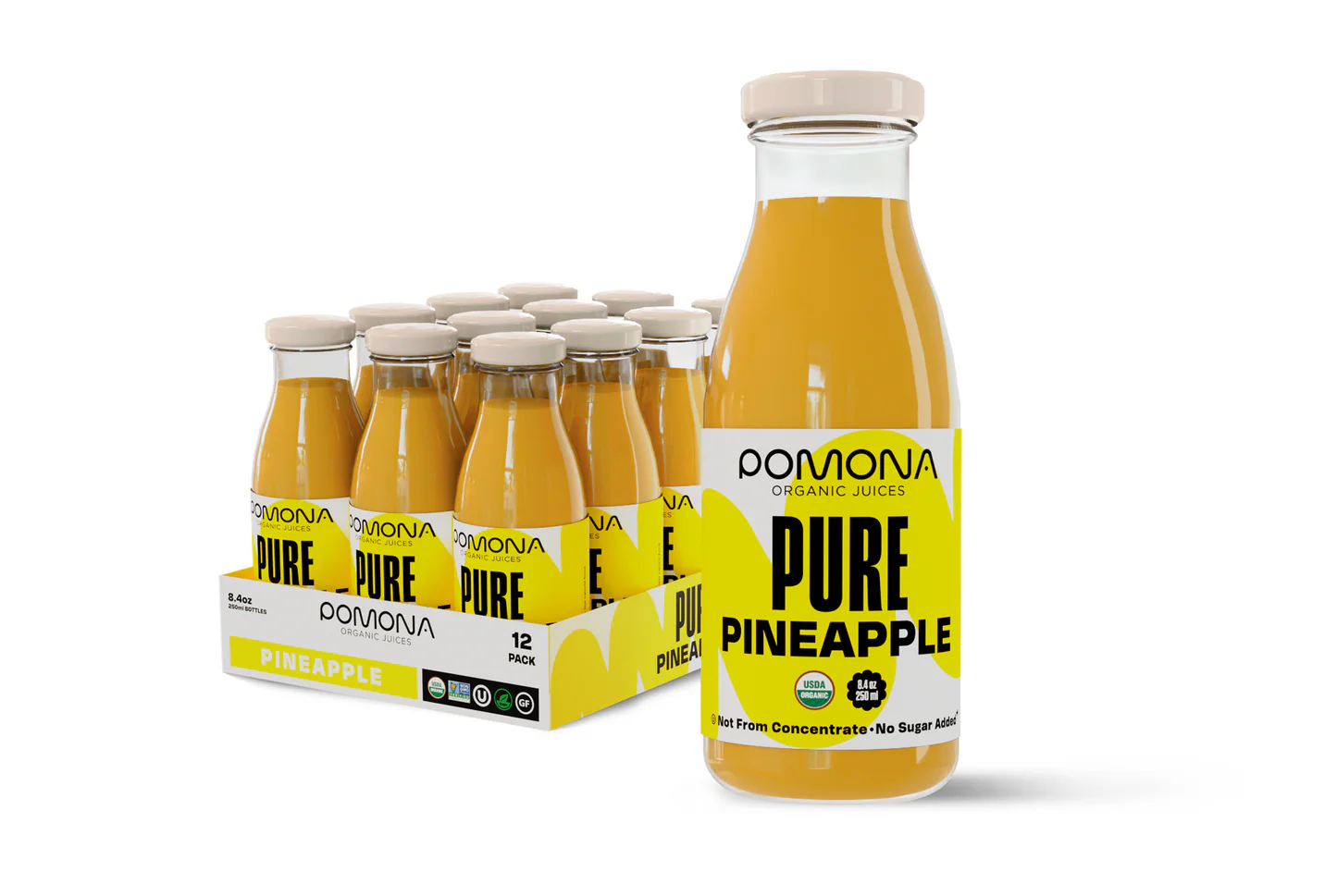 Pomona Organic Pure Pineapple Juice – 8.4 oz, Pack of 12