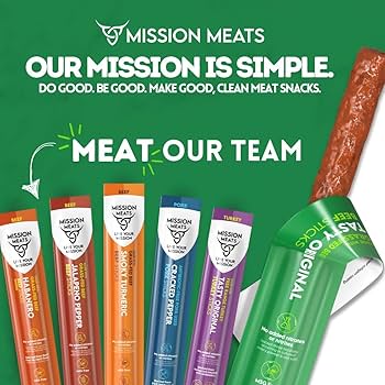 Mission Meats Meat Sticks – Variety Pack - Beef, Pork, Turkey - Clean Ingredients, Nitrate Nitrite Free, Gluten Free, MSG Free, Paleo - 1oz - Pack of 10